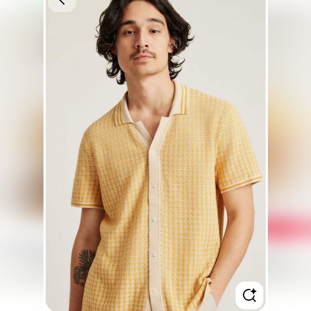 Bonobos Mens Yellow Cotton Snap Button Down Shirt Size Small